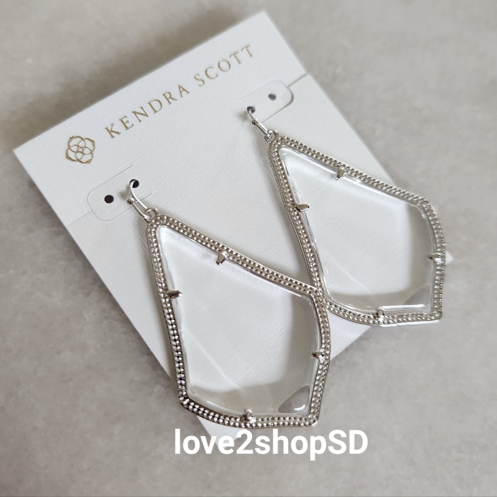Kendra Scott Alexandra Earrings Transparent Clear Silver earrings NWT